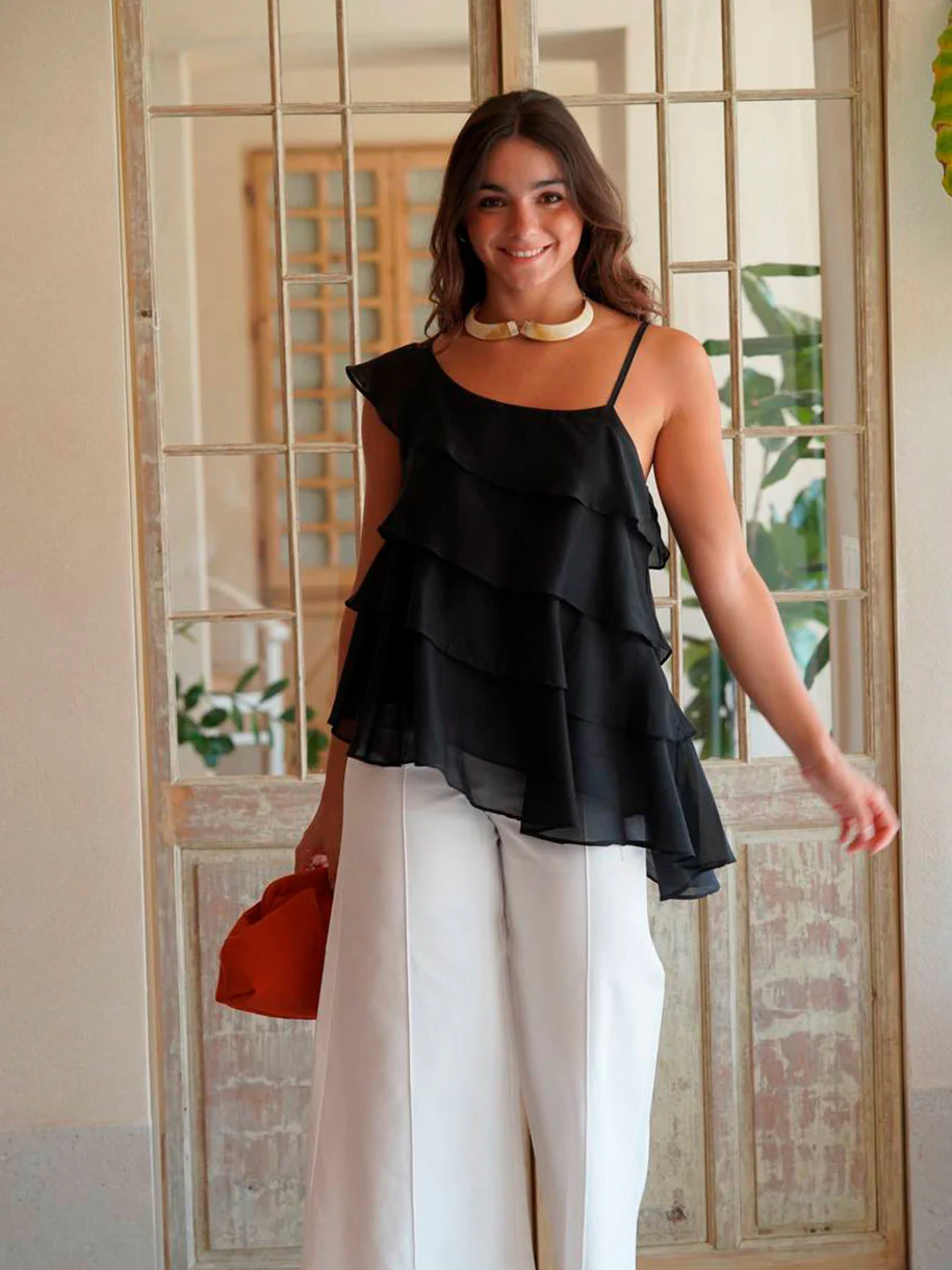 TOP VOLANTES ASIMÉTRICO TENCEL