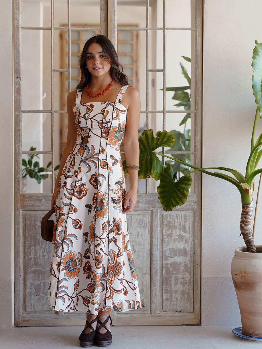 VESTIDO MIDI FLORES VIVOS