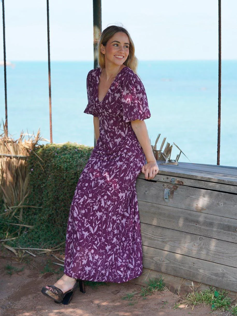 VESTIDO FLORES MALVA