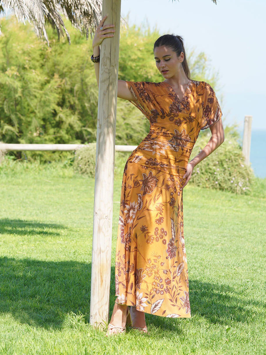 VESTIDO FLORES MOSTAZA - Image 3