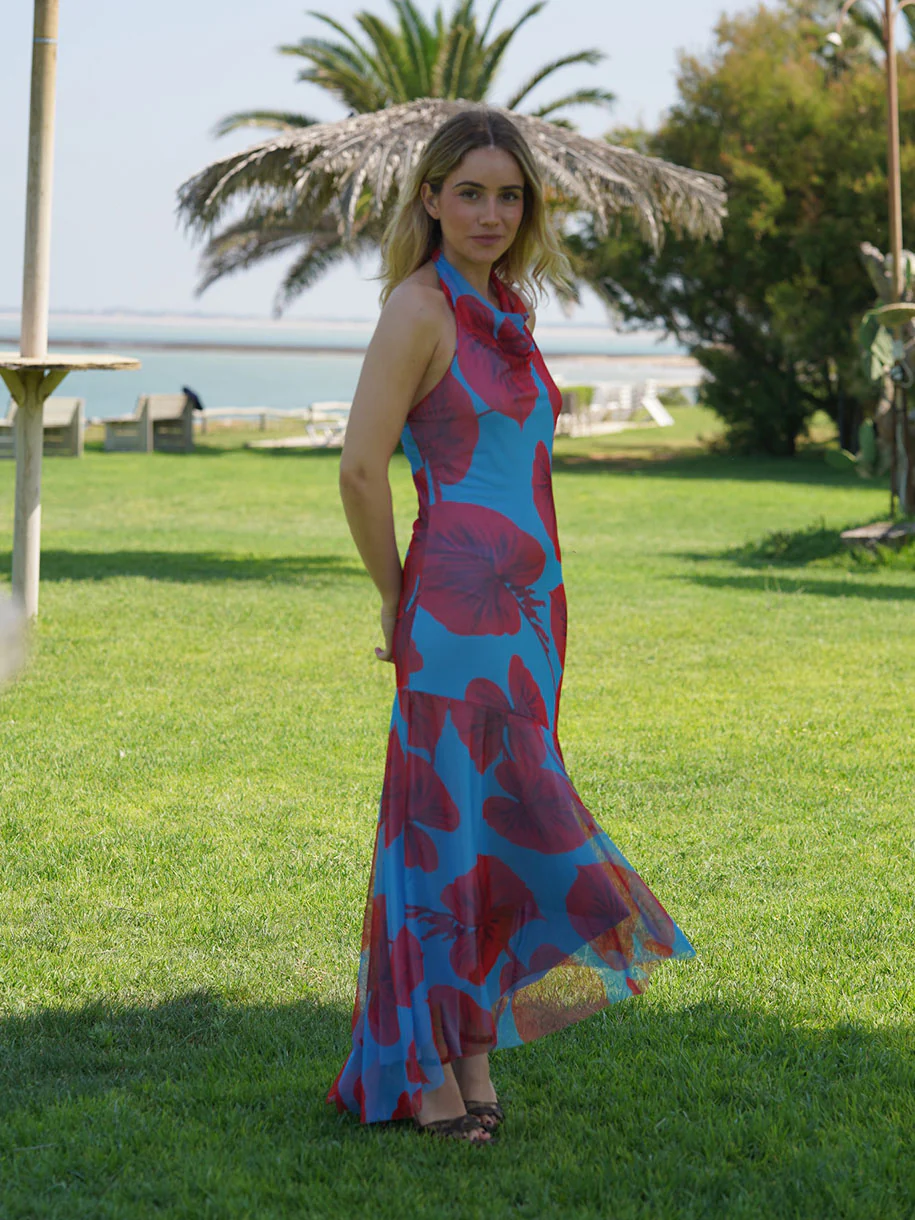 VESTIDO HALTER ESTAMPADO AZUL - Image 5