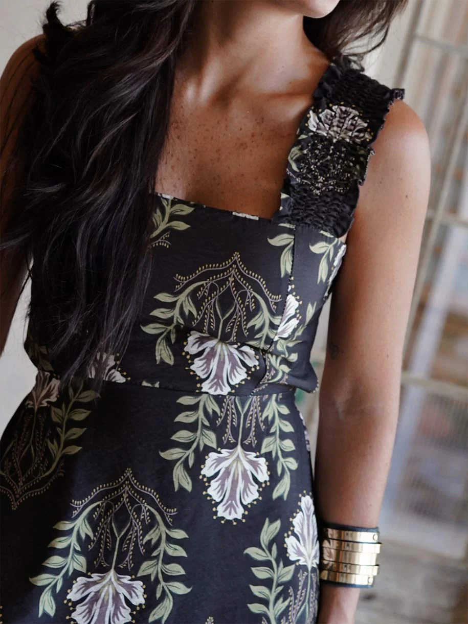 VESTIDO HOJAS CHOCOLATE