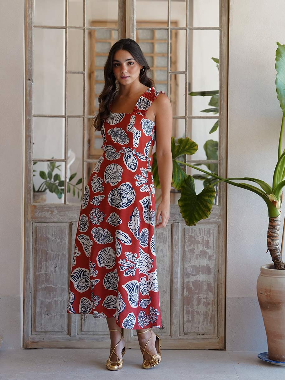 VESTIDO HOJAS ROUGE
